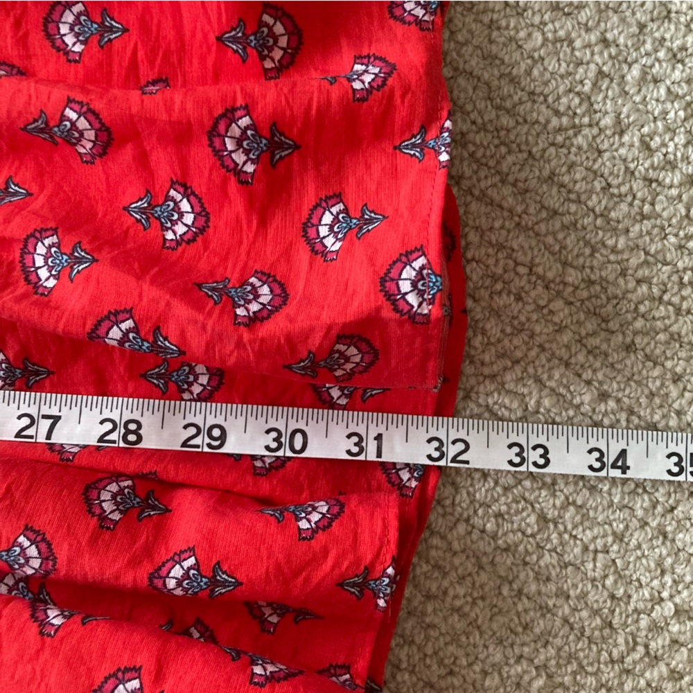 Ann Taylor Tiered Full Body Maxi Skirt Size Medium Bright Red Pattern Like New - Picture 4 of 8